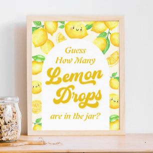 Affiche Citron Baby shower Devine Combien De Lèvres De Cit