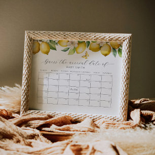 Affiche Citron Baby shower Devinez Le Calendrier De La Dat