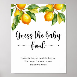 Affiche Citron Baby shower Jeu Guess Baby Food
