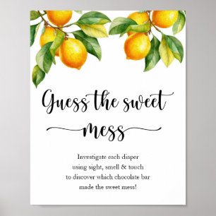 Affiche Citron Baby shower Jeu Guess Sweet Mess