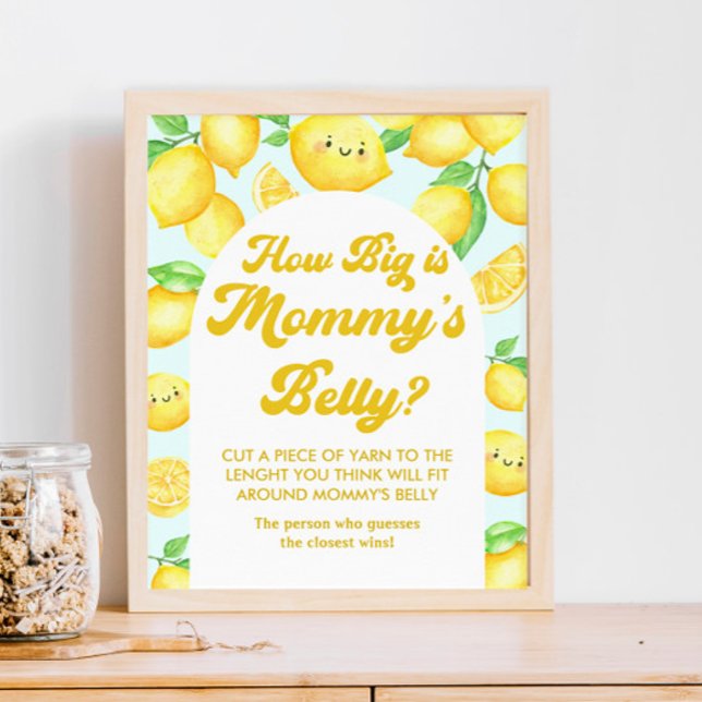 Affiche Citron Baby shower Quelle taille est maman ventre  (Créateur téléchargé)