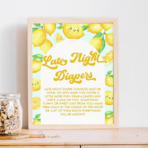 Affiche Citron Baby shower tard la nuit Diapeurs jeu