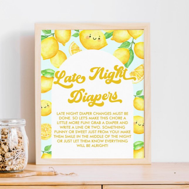 Affiche Citron Baby shower tard la nuit Diapeurs jeu (Créateur téléchargé)