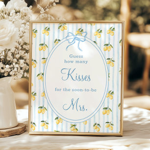Affiche Citron bleu Bow Italien Devinez combien Kisse