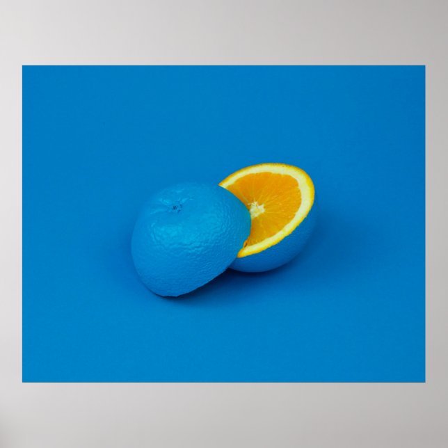 Affiche citron bleu coupé en deux moitiés (Devant)