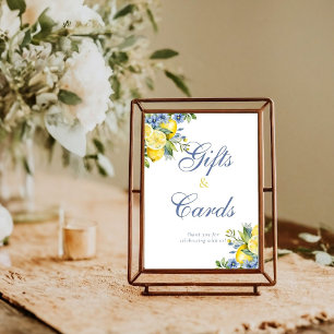 Affiche Citron bleu floral Citrus nuptiale Cadeau et carte