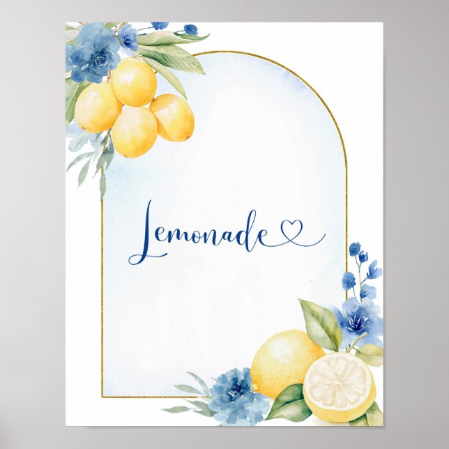 Affiche Citron bleu floral principal Squeeze Lemonade (Devant)