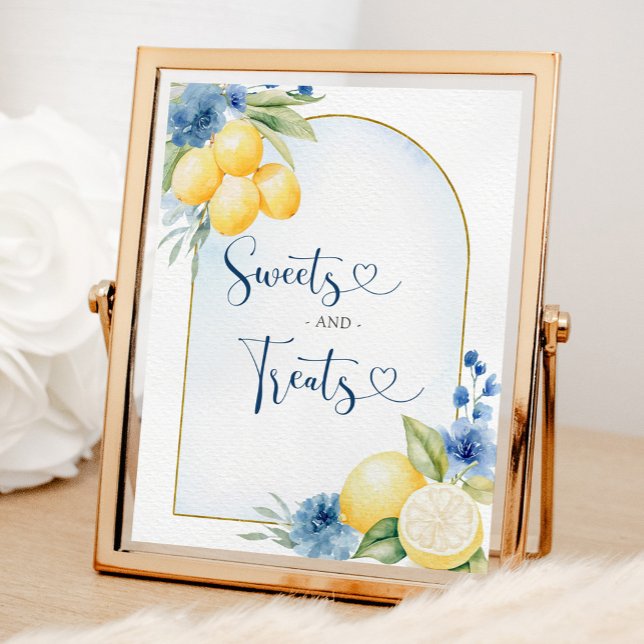 Affiche Citron bleu Floral Principale Squeeze sucreries et (Créateur téléchargé)