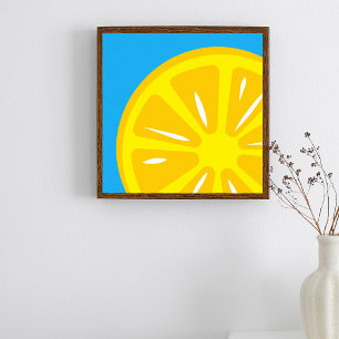 Affiche Citron bleu jaune simple Fruit moderne Illustratio