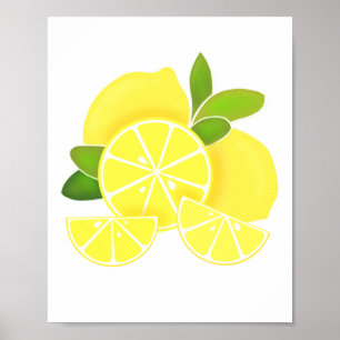 Affiche Citron citron tranches de citron fruits tropicaux