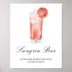 Affiche Citron cocktail aquarelle - bar sangria