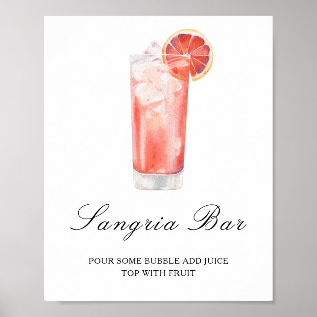 Affiche Citron cocktail aquarelle - bar sangria (Devant)