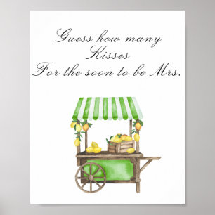 Affiche Citron - Combien de baisers jeu de baby shower de 
