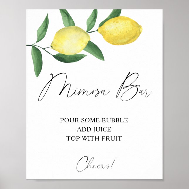 Affiche Citron d'agrumes à l'aquarelle - bar à mimosa (Devant)