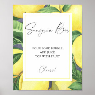 Affiche Citron d'agrumes à l'aquarelle - bar à sangria