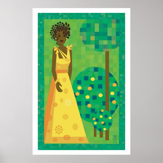 Affiche Citron et lime - fille dans un jardin (Devant)