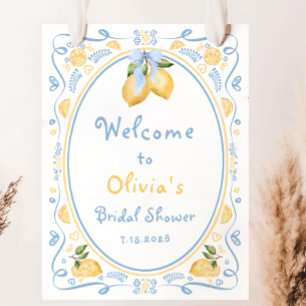 Affiche Citron Floral Italien Bow Fête des mariées Bienven