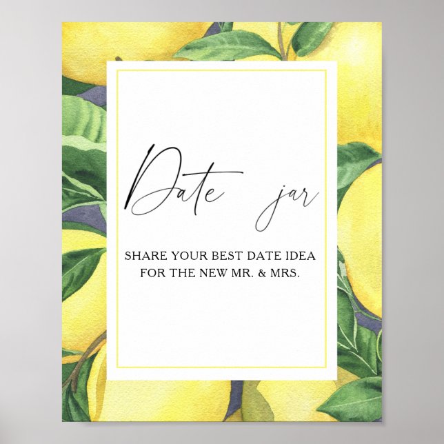 Affiche Citron - idées pour une soirée en amoureux. Jeu de (Devant)