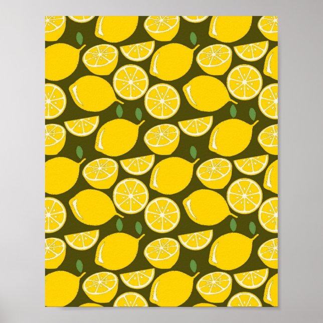 Affiche Citron Jaune Moderne Amusant mignon (Devant)