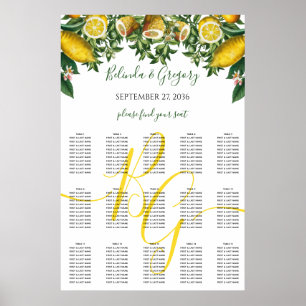 Affiche Citron jaune rustique Mariage de verdure