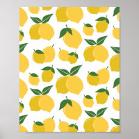 Citron Motif Fruit Rétro Jaune Sur Blanc