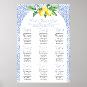 Affiche Citron Positano Bleu Italien Trouvez Votre Carte D