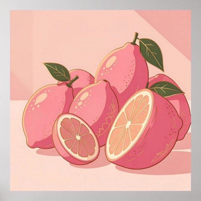 Affiche Citron Rose Moderne Féminin (Devant)