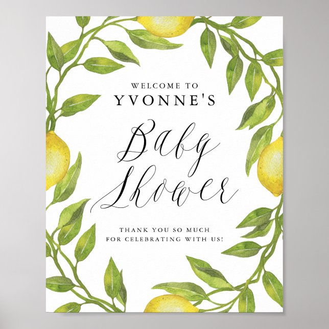 Affiche Citron vert Baby shower de couronnes Bienvenue (Devant)