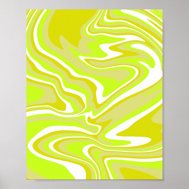 Affiche Citron vert et blanc Abstrait Art (Devant)