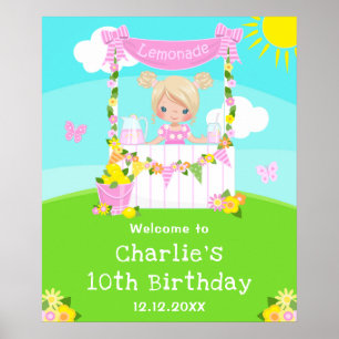 Affiche Citronade rose Blonde Coiffeuse Fille Anniversaire