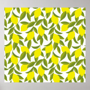 Affiche Citronnier Art : Citrus jaune Motif sans couture