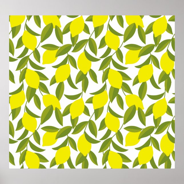 Affiche Citronnier Art : Citrus jaune Motif sans couture (Devant)