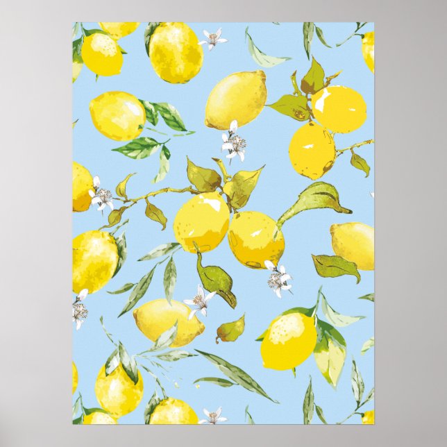 Affiche citrons aquarelle 4 (Devant)