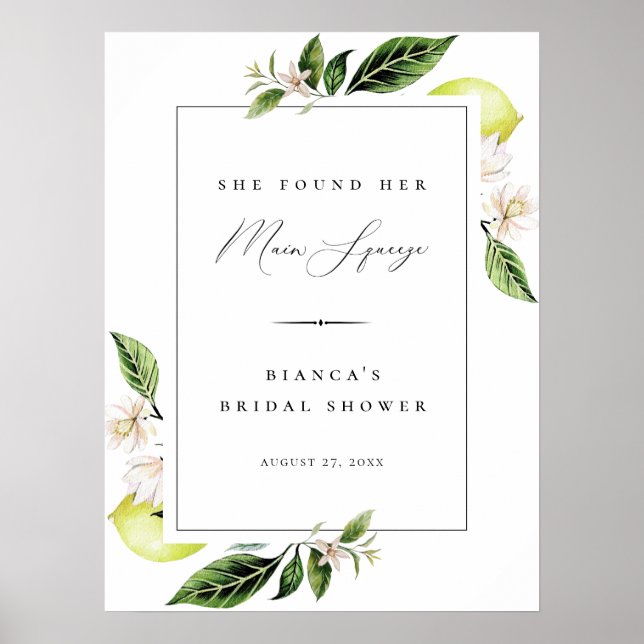 Affiche Citrons Botaniques Mariage Main Squeeze (Devant)