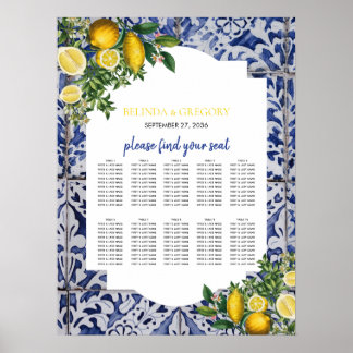 Affiche Citrons Carreaux portugais Mariage Carte de siège