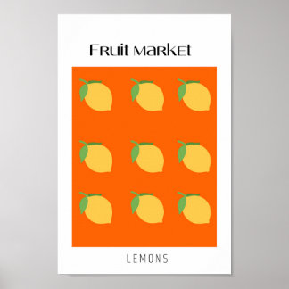 Affiche Citrons du marché aux fruits
