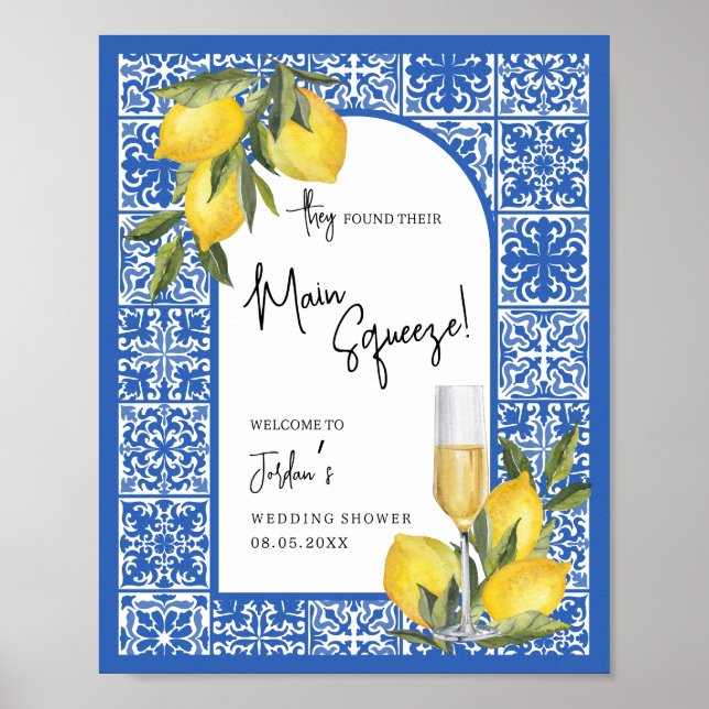 Affiche Citrons et carreaux méditerranéens Wedding showers (Devant)