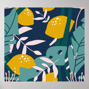 Affiche Citrons frais : chevauchement Motif Vintage