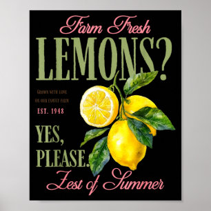 Affiche Citrons graphique esthétique vintage ferme frais é