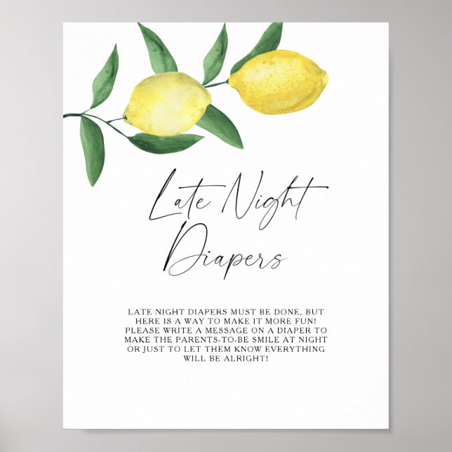 Affiche Citrons - Jeu de couches tard la nuit (Devant)