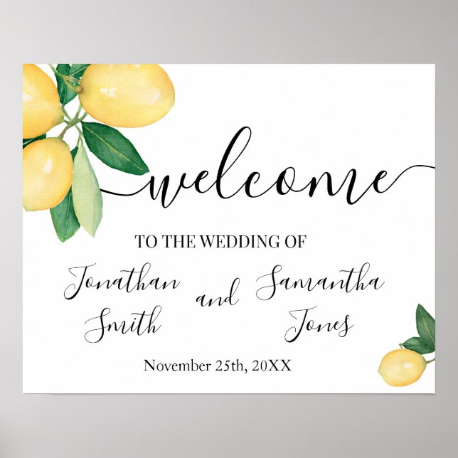 Affiche Citrons Mariage Panneau de bienvenue (Devant)