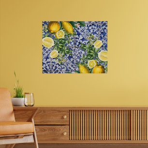 Affiche Citrons Méditerranéens Eté Tuiles Portugaises
