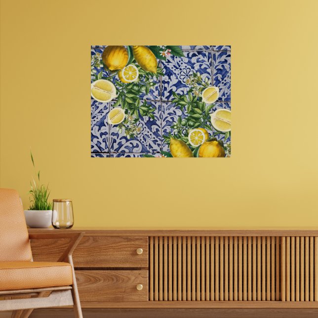 Affiche Citrons Méditerranéens Eté Tuiles Portugaises (Salon 2)