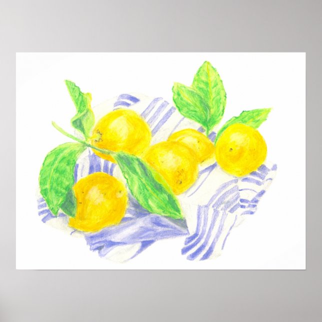 Affiche citrons Meyer sur la serviette de cuisine (Devant)