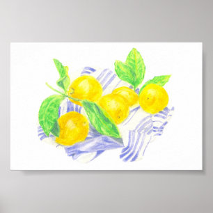 Affiche citrons Meyer sur la serviette de cuisine