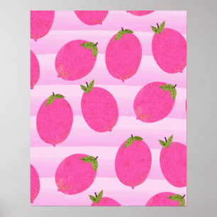 Affiche Citrons roses Fruits d'été Bright Whimsical Russe