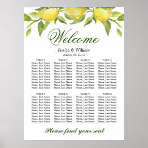 Affiche Citrons & verdure 8 tables Mariage CHART DE SIÈGE