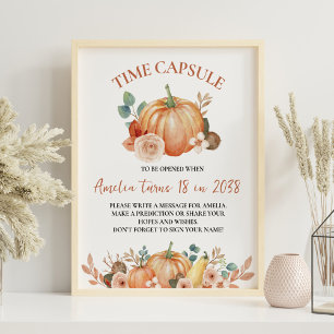 Affiche Citrouille Automne Anniversaire Fête Heure Capsule