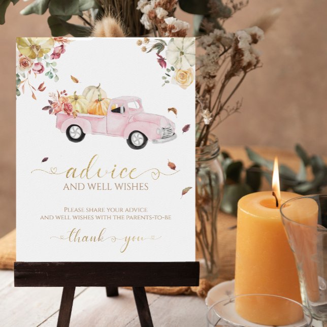 Affiche Citrouille Automne Baby shower Conseils & Voeux Si (Créateur téléchargé)