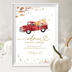 Affiche Citrouille Automne Baby shower Conseils & Voeux Si